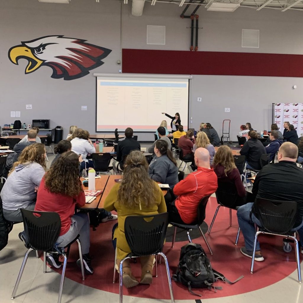 Dr. Sherri Thomas presents for the staff at Southern Boone County R-II.