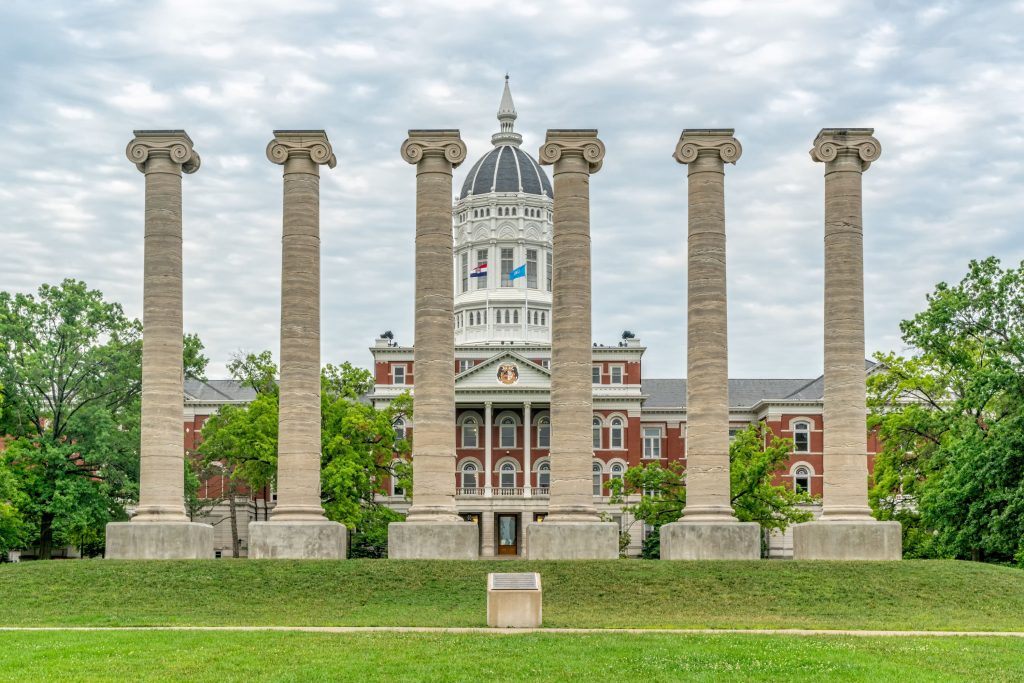 University of Missouri Columns in front of Jesse Hall