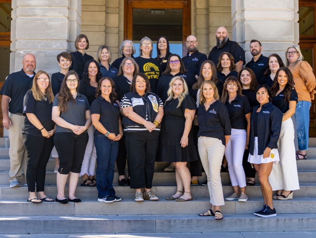 All RPDC staff posing on the steps of Jesse Hall